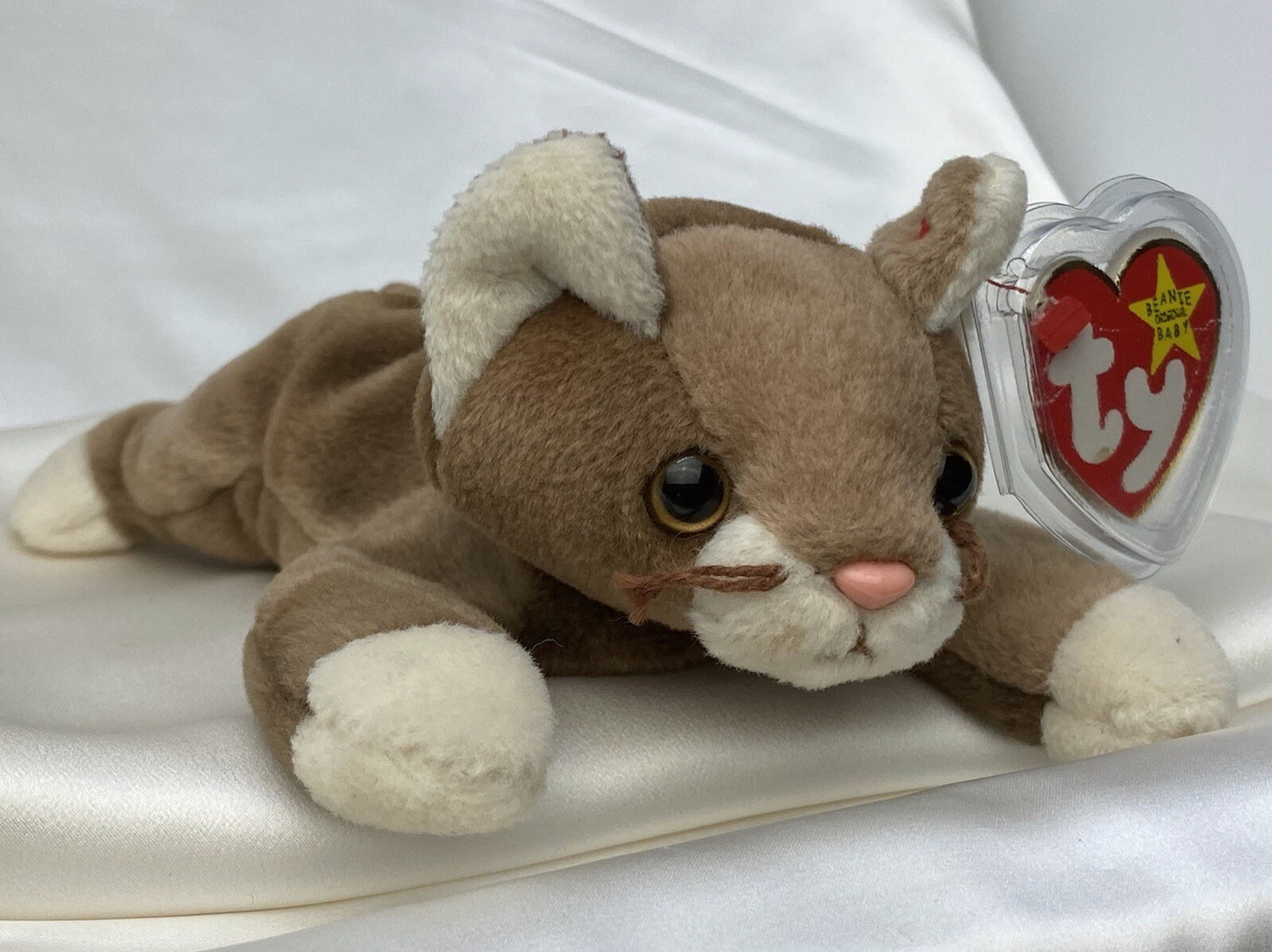 Rare Retired Ty Beanie Baby Pounce The Cat 1997 Mint P.V.C.Pellets With Errors