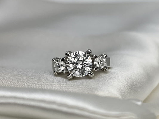 Princess Three Stone Engagement Cubic Zirconia Ring Rhodium Sterling Silver 925