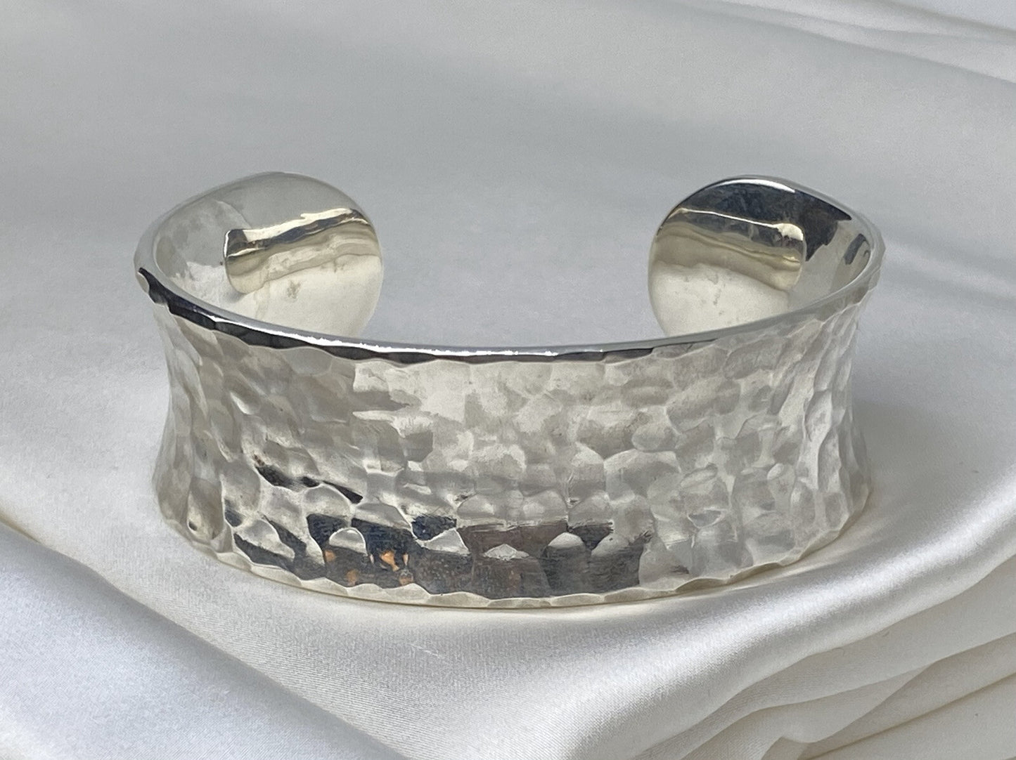 Hammered Style Sterling Silver 925 24mm Hand Crafted Bracelet By Beltran Jewelry