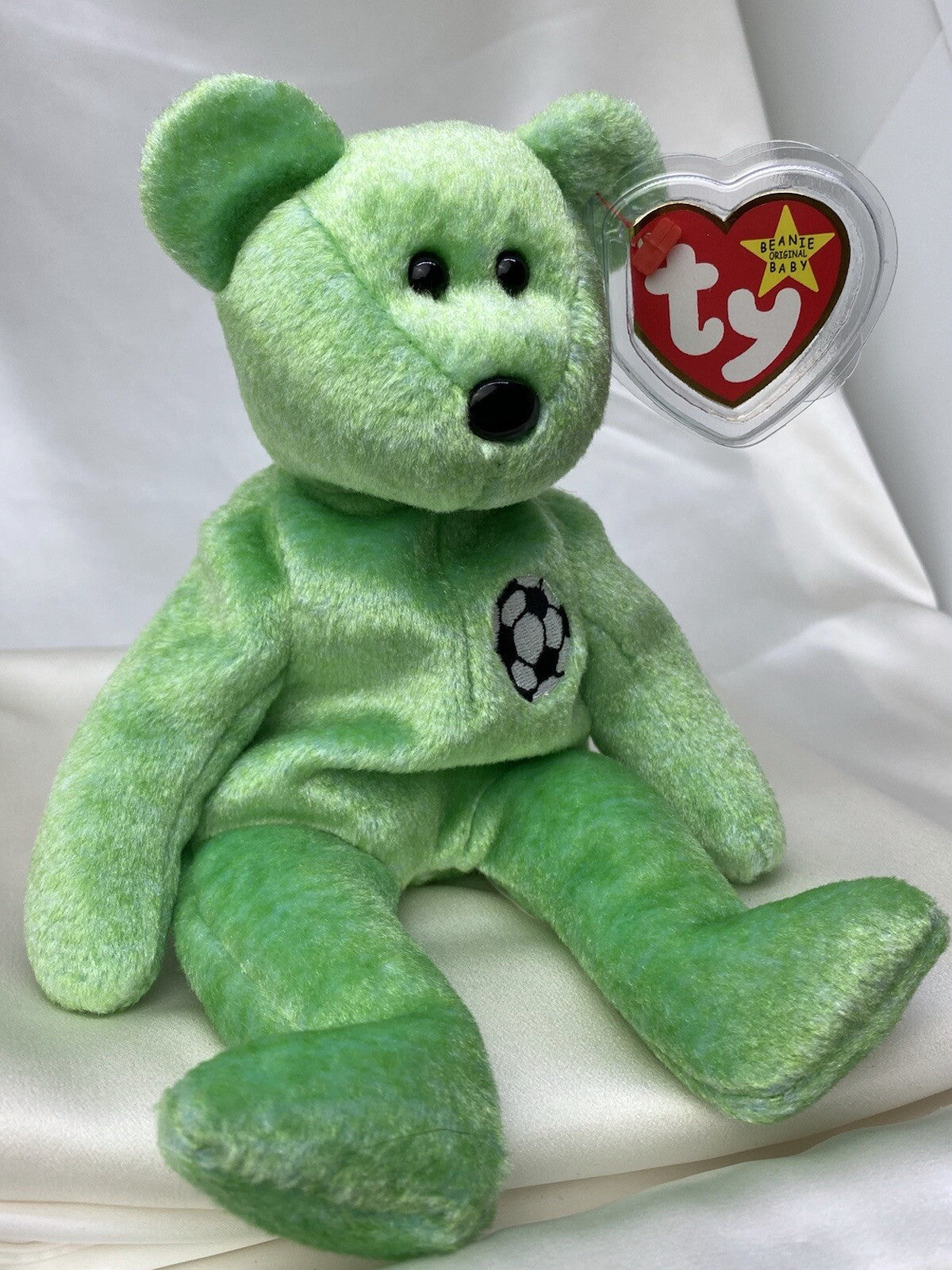 Rare Retired Ty Beanie Baby Kicks The Bear 1998-1999 P.E.Ultra Rare Tag W Errors