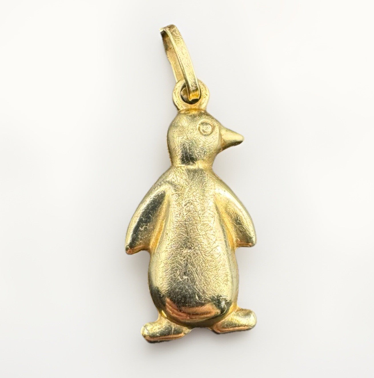 Vintage 14K Yellow Gold 3D Penguin Pendant Charm 2 Grams 11x24mm Made In Italy