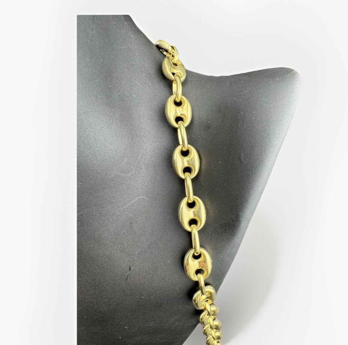 Solid 10K Gold Puffy Anchor Mariner Link Chain Necklace 24.5in, 7.66mm, 22.5G
