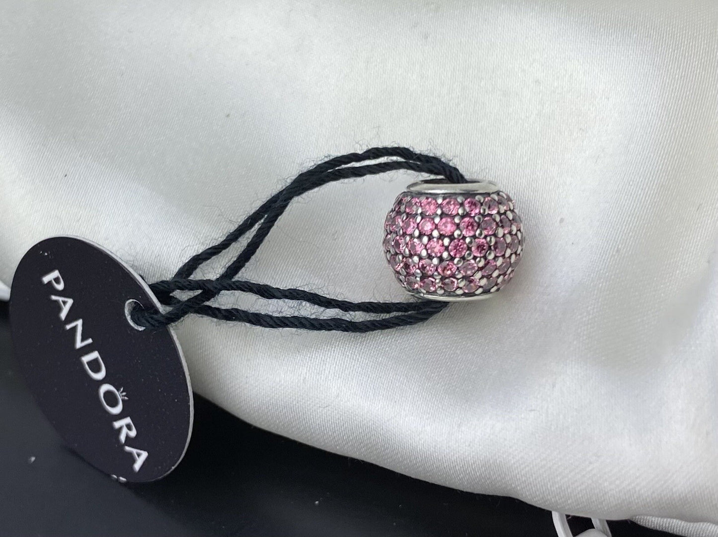 Pandora ALE Sterling Silver 925 Pink Cubic Zirconia Pave Lights Charm Ball Charm