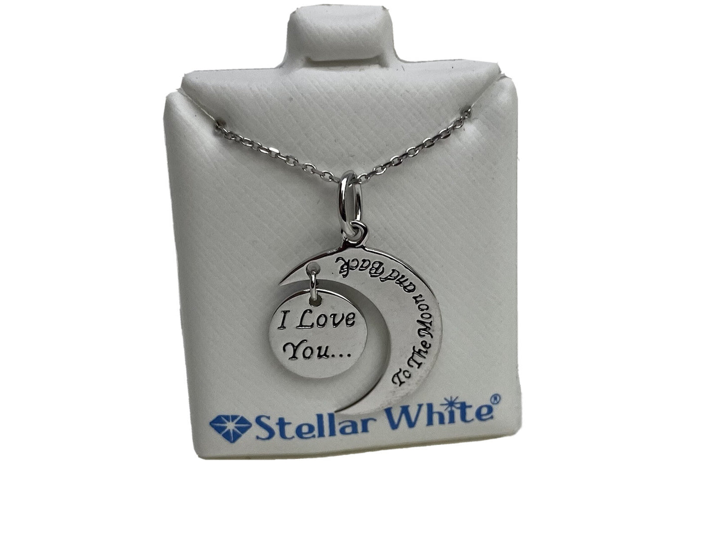 Collar Stellar White de plata de ley 925 "I Love You To The Moon And Back" de 45,72 cm