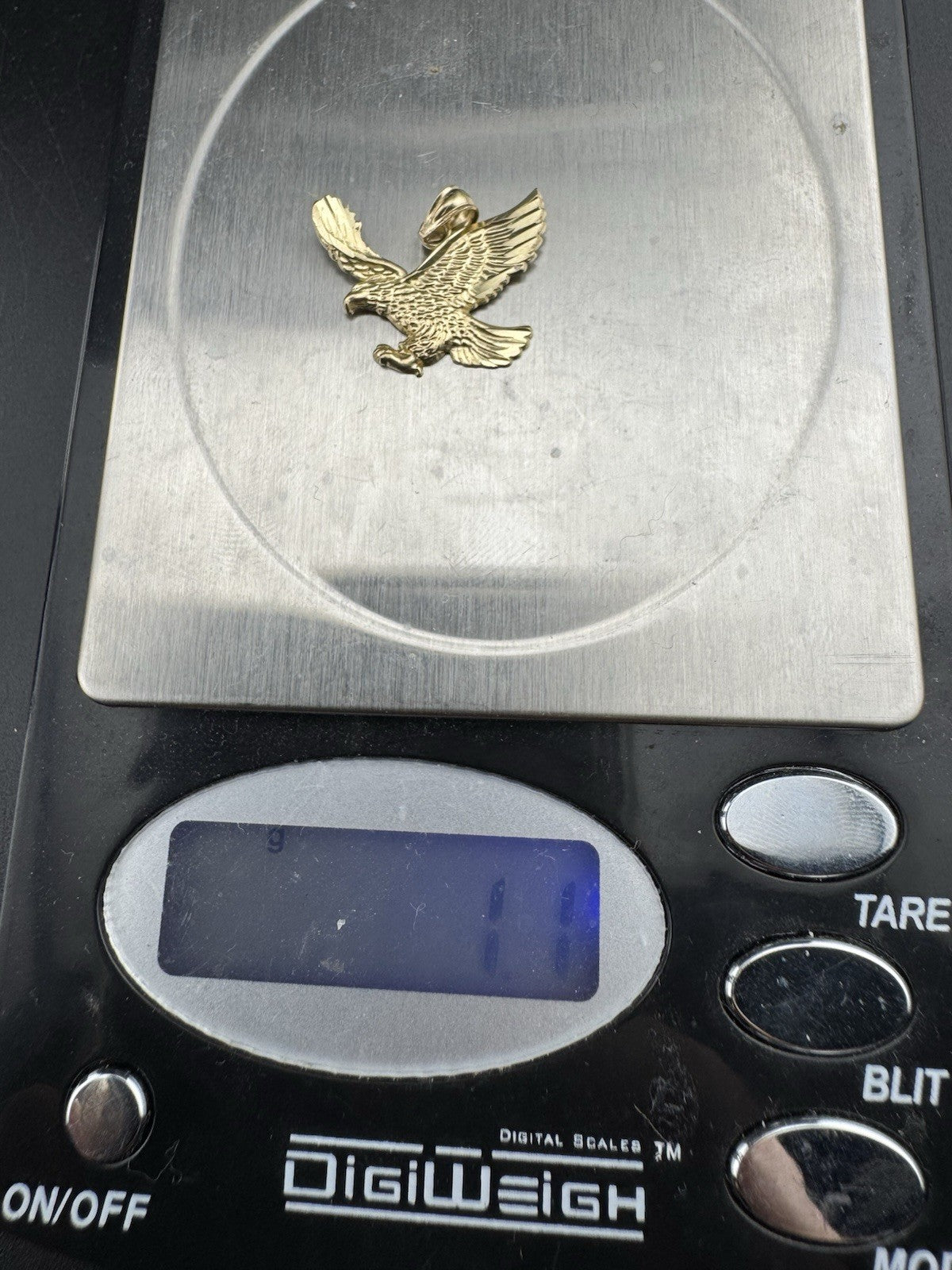 14K Yellow Gold 3D Flying Eagle Pendant 20.38x16mm 1.4 Gram Diamond Cut Textured