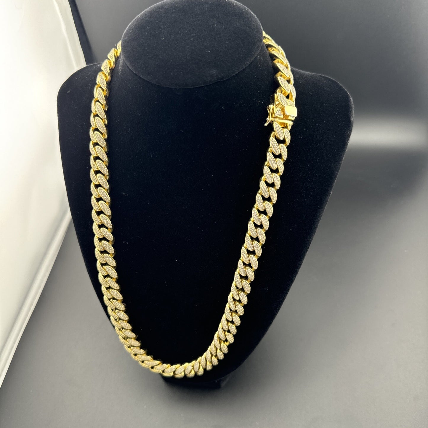 Sterling Silver 925 191G Gold Plated Miami Cuban Chain Fully Iced, 22in, 11.65mm