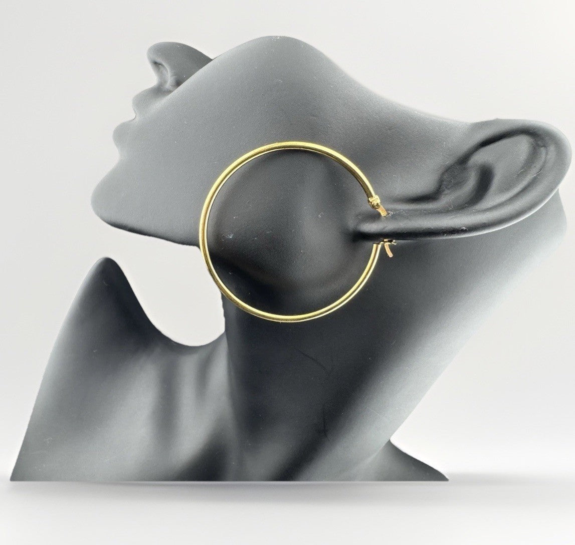 Argento Vivo Sterling Silver 925 14k Gold Plated 45mm Hoop Earrings 2mm Width