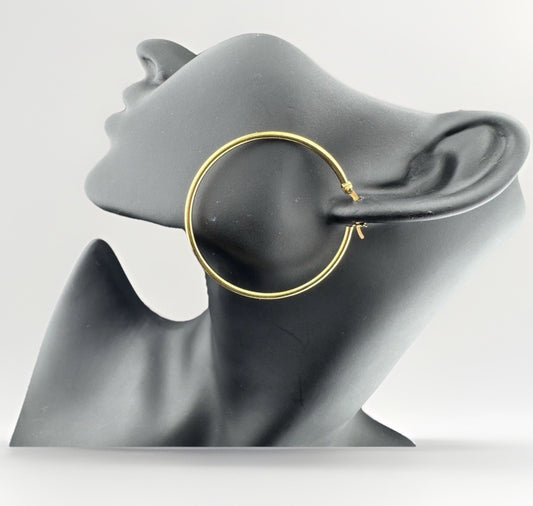Pendientes de aro Argento Vivo de plata de ley 925 chapados en oro de 14k de 45 mm de diámetro y 2 mm de ancho