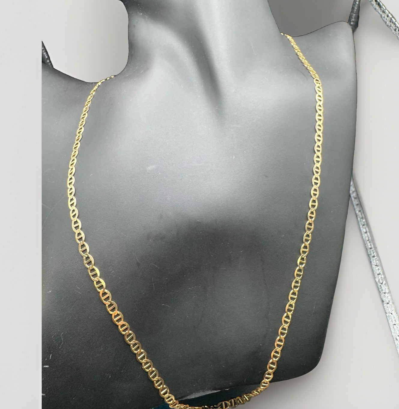 14K Yellow Gold Mariner Anchor Flat Link Chain Necklace 20.25 in 3.35mm 4.9 Gram