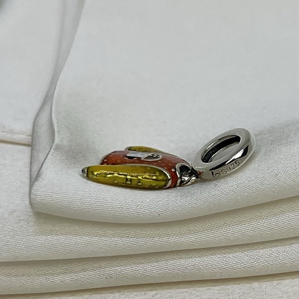 Sterling Silver 925 European Dangle Enamel Cute Vibrant Mushroom Sweater Charm