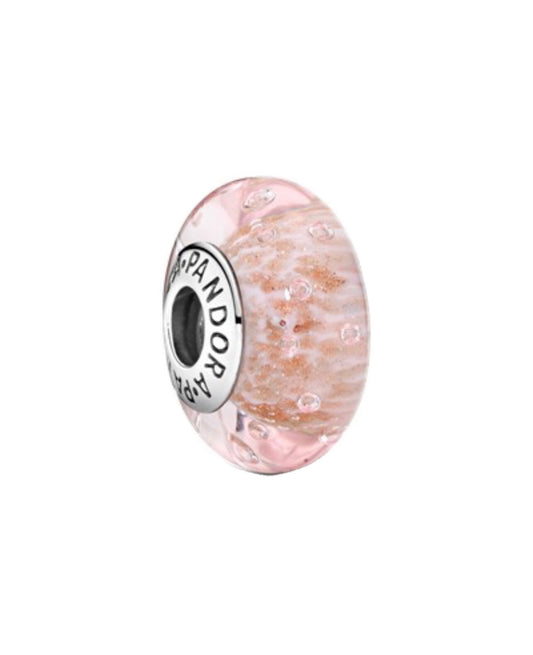 Pandora Sterling Silver 925 Pink Glitter CZ Shimmer Ice Drop Murano Glass Charm