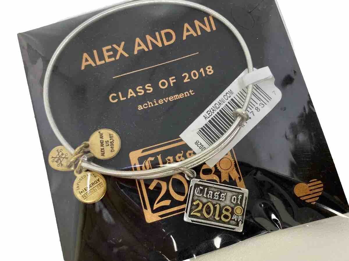 Alex and Ani Class of 2018 Two Tone Rafaelian Silver Charm Bangle Bracelet