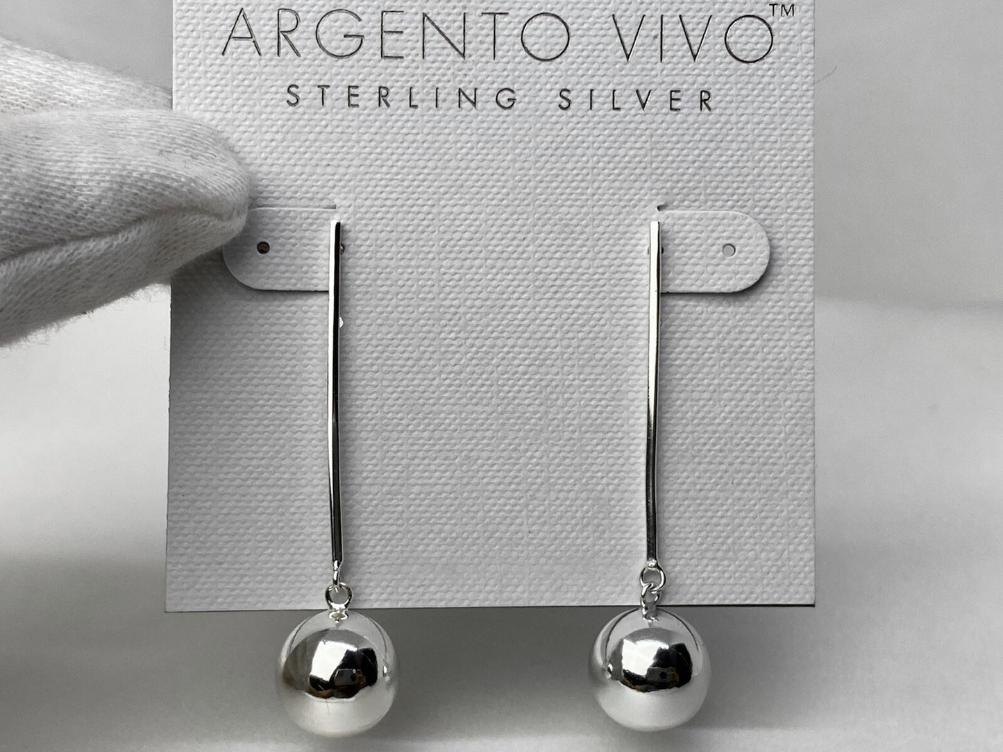 Argento Vivo Fine Sterling Silver 925 2in Dangling 12mm Ball Bead Earrings 6 G