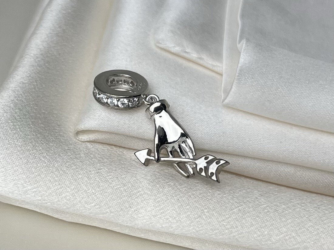 Sterling Silver 925 Enamel Valentine Cupid Hand Love Bow & Arrow Dangle Charm CZ