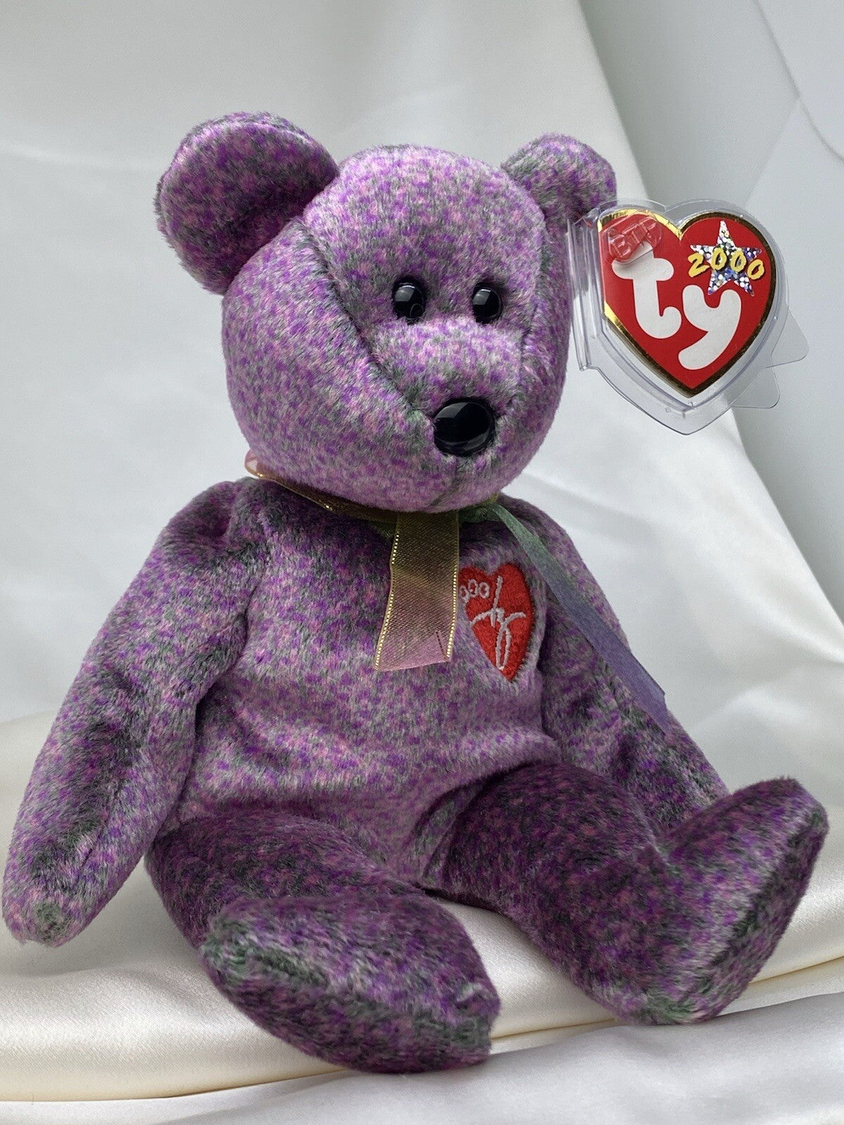 Rare Retired Ty Beanie Baby Signature Bear 2000 Mint P.E. Pellets With Errors