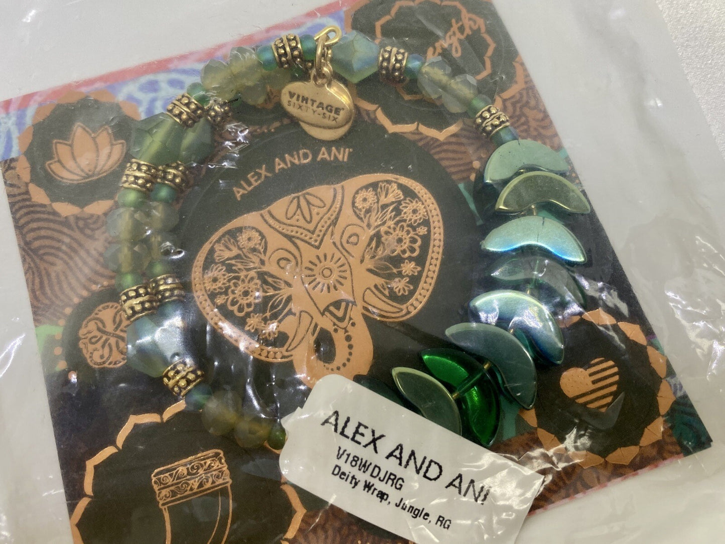 Alex and Ani Deity Wrap Jungle Charm Bangle Bracelet Rafaelian Gold