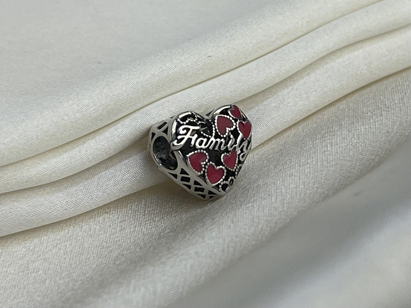 Sterling Silver 925 Love Red & Pink Color Changing Enamel Hearts Family Charm