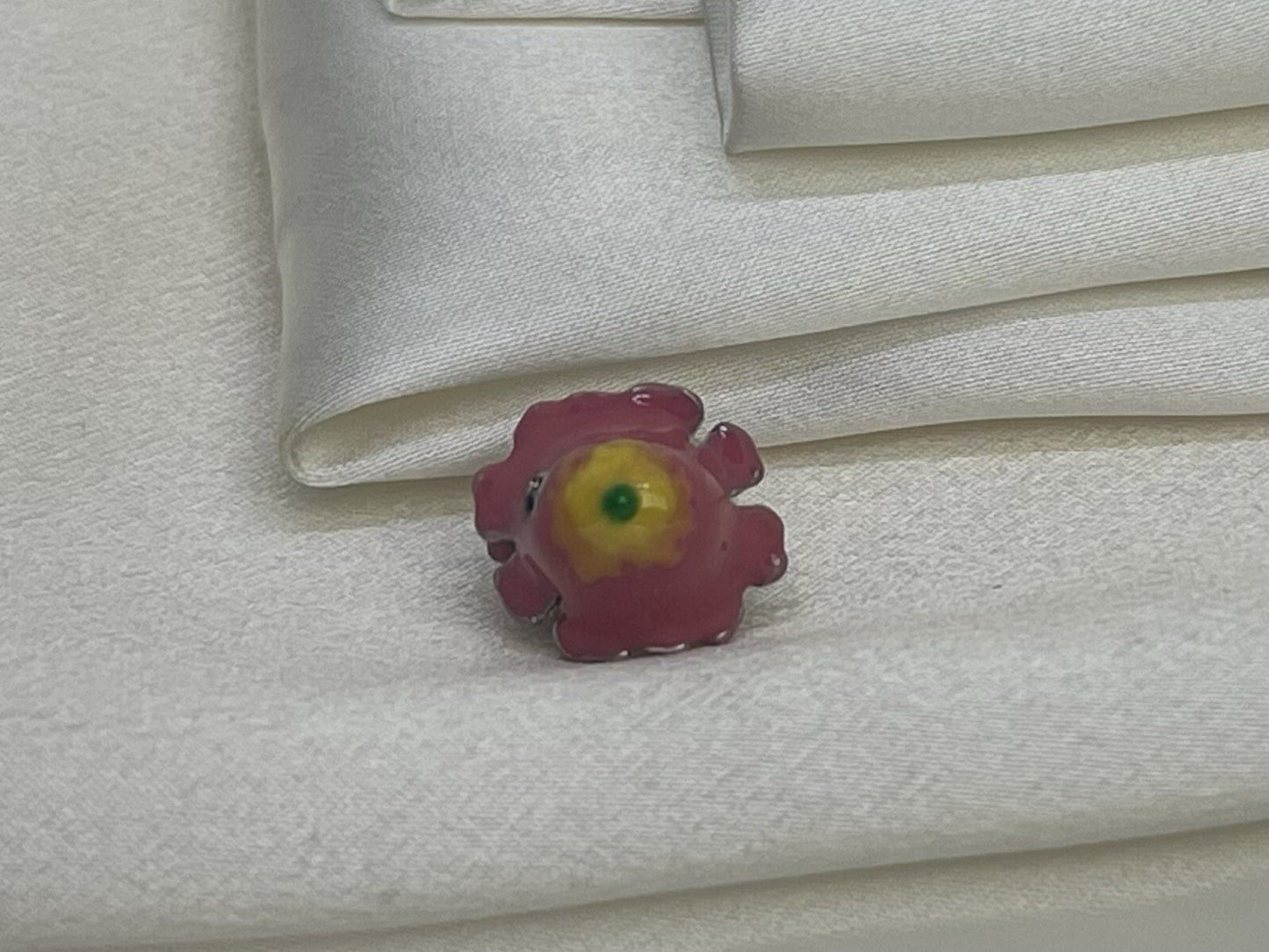 Sterling Silver 925 Enamel Anime Pink Colorful Mushroom House Charm