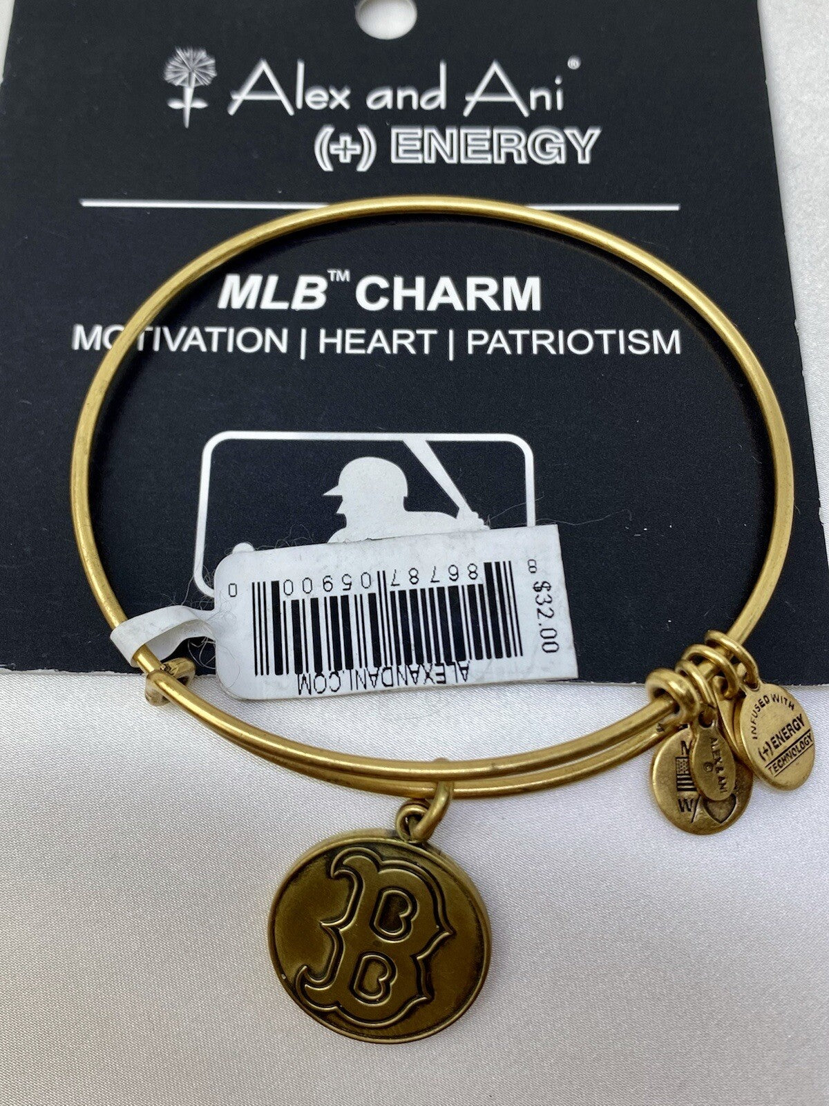 Alex and Ani Boston Red Sox Cap Logo MLB Rafaelian Gold Charm Bangle Bracelet