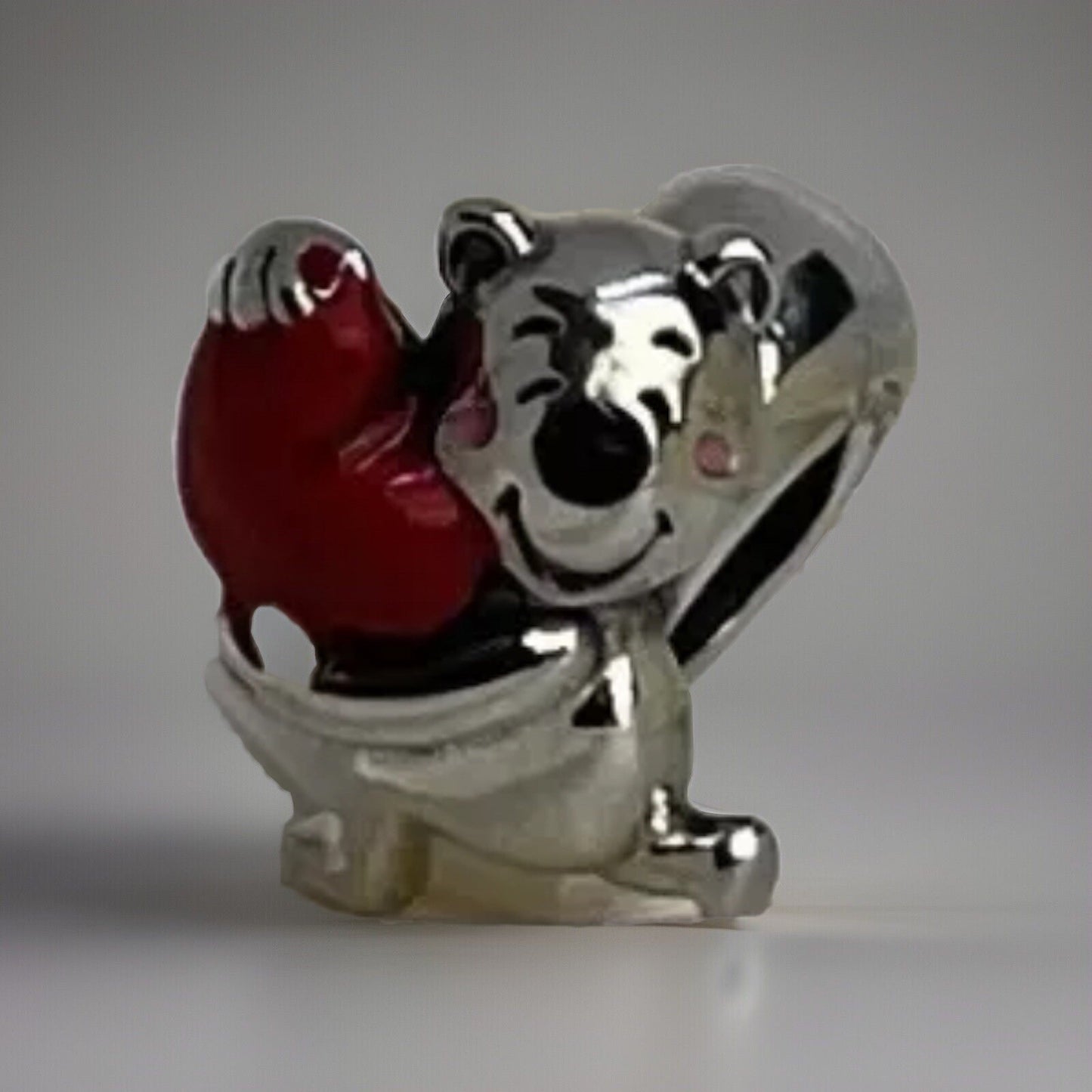 Sterling Silver 925 European Enamel Heart Anime Bear Squirrel Character Charm