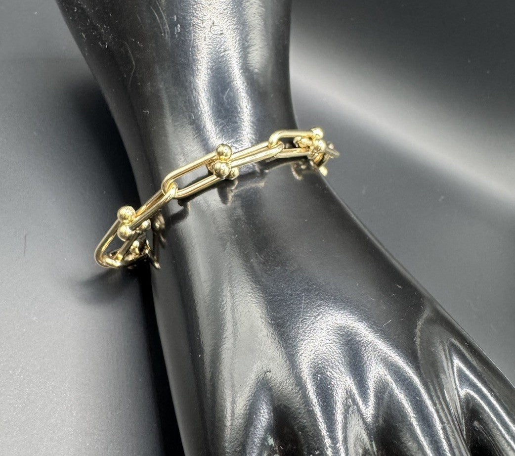 14K Yellow Gold Semi-Solid U-Link Hardwear Bracelet 8.73mm 12.5 Grams Sz 7.50