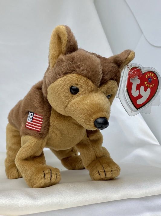 Rare Retired Ty Beanie Baby Courage The Dog 2001 P.E. 2 Tags W Multiple Errors