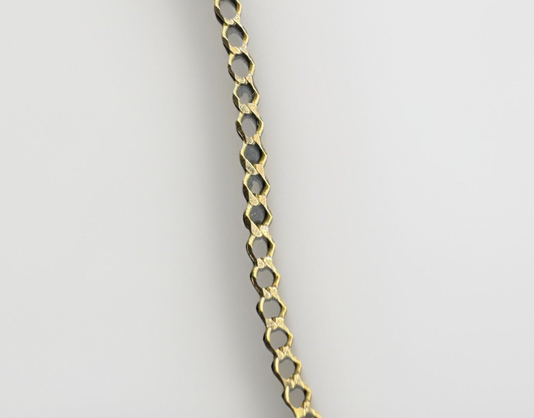 Cadena de eslabones cubanos abierta de oro amarillo de 14K 2.54mm 16.5in 4 gramos hecha en Italia