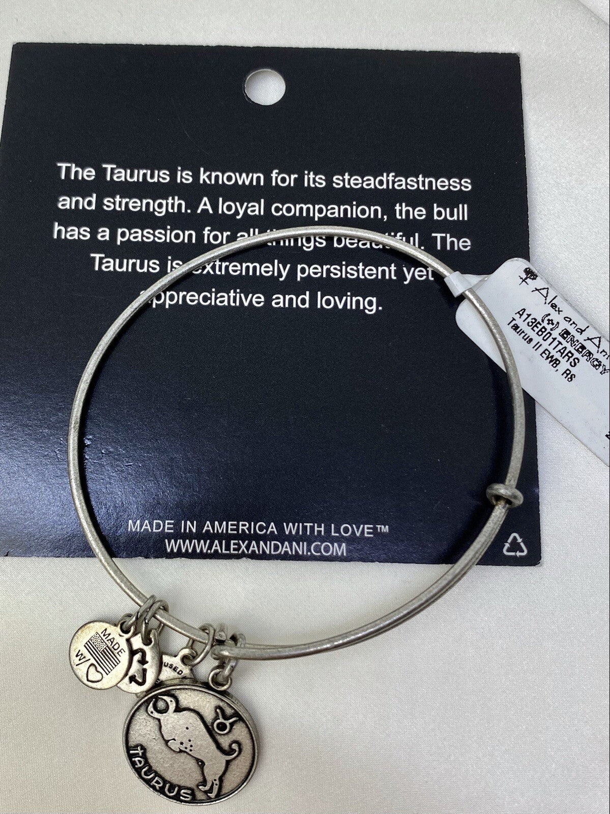 Alex And Ani Taurus Zodiac Charm Bangle Rafaelian Silver Wire Bracelet