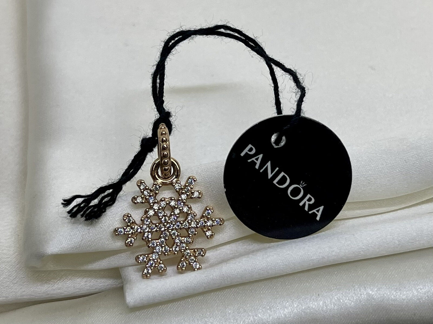 Pandora Rose Gold ALE R Sparkling Snowflake 23mm Dangling Charm Cubic Zirconia