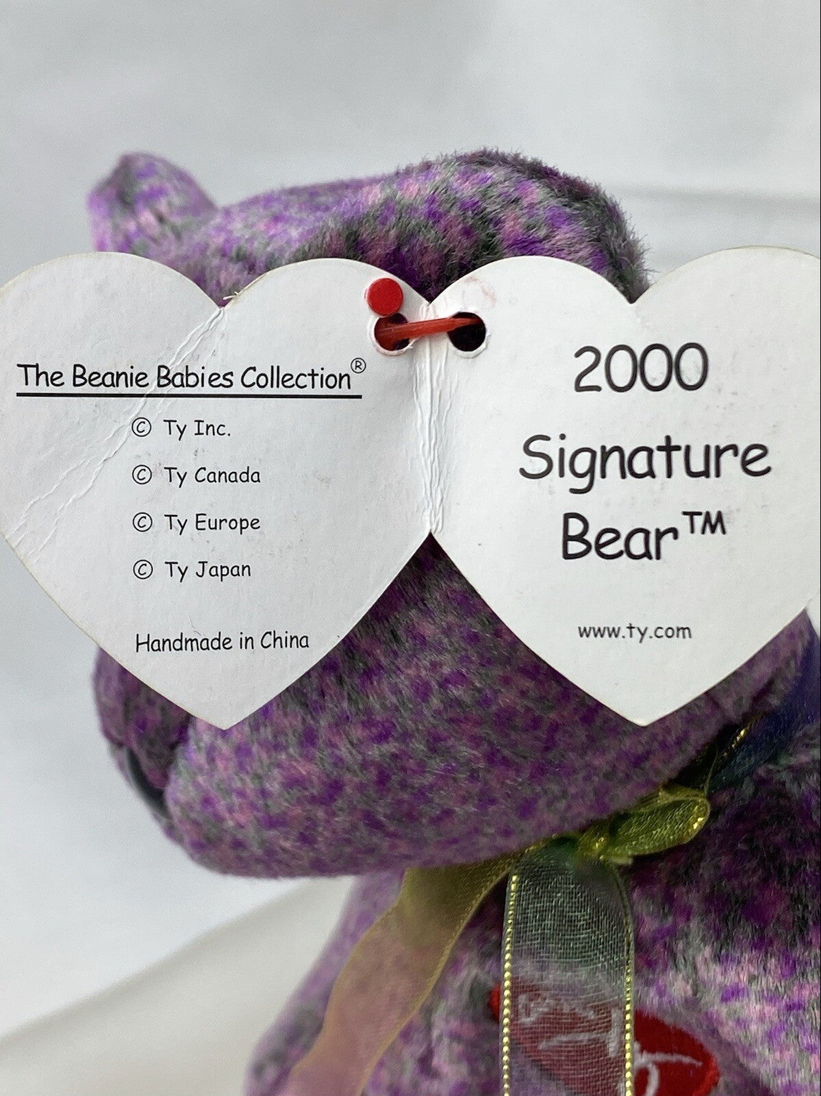 Rare Retired Ty Beanie Baby Signature Bear 2000 Mint P.E. Pellets With Errors