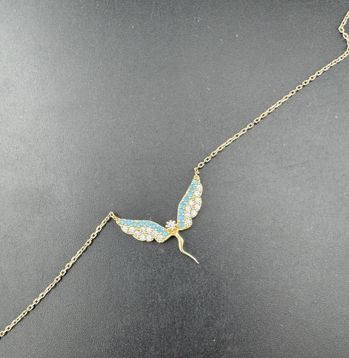 14K Gold Perfectina Chain 18in Adjustable Necklace Angel Wing Pendant 3.1 Grams