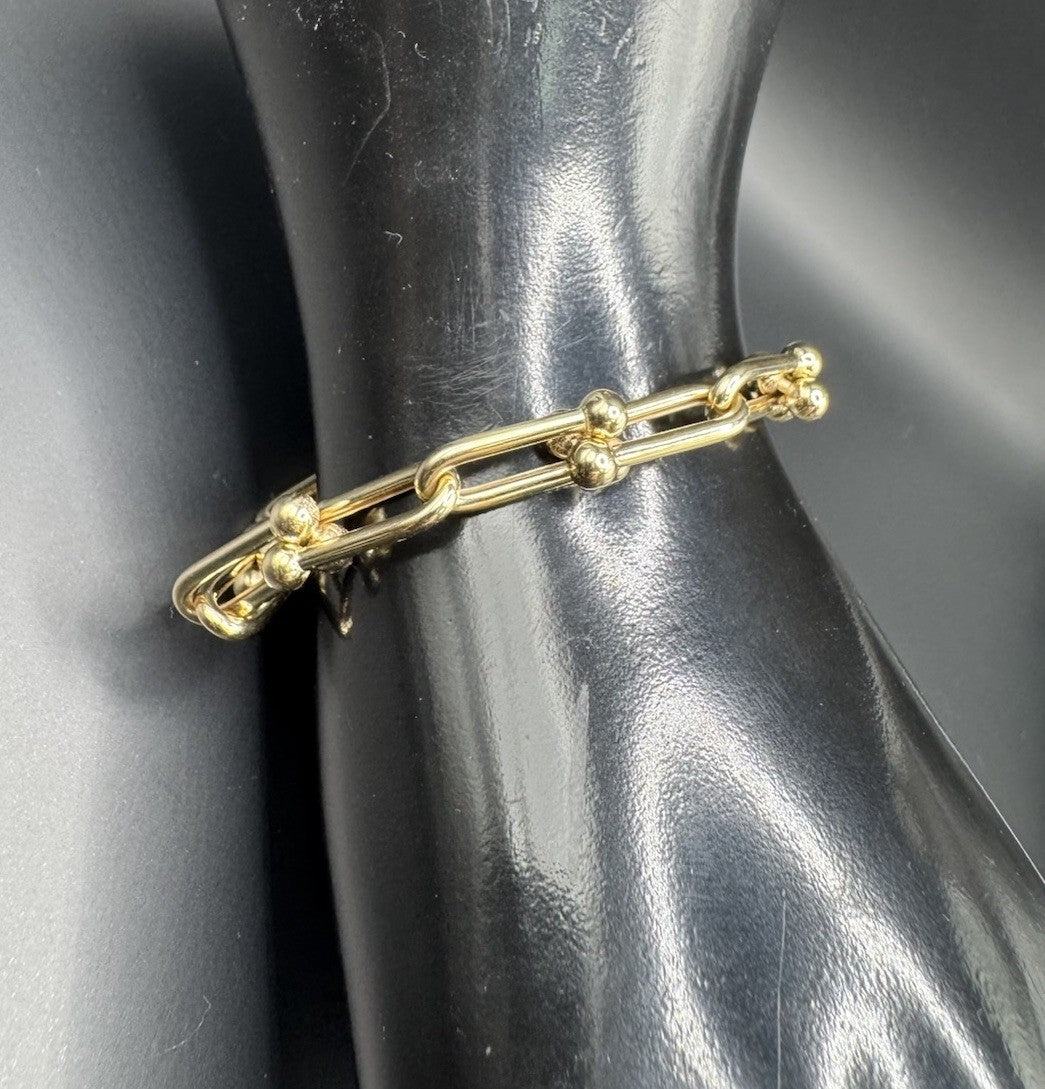 14K Yellow Gold Semi-Solid U-Link Hardwear Bracelet 8.73mm 12.5 Grams Sz 7.50