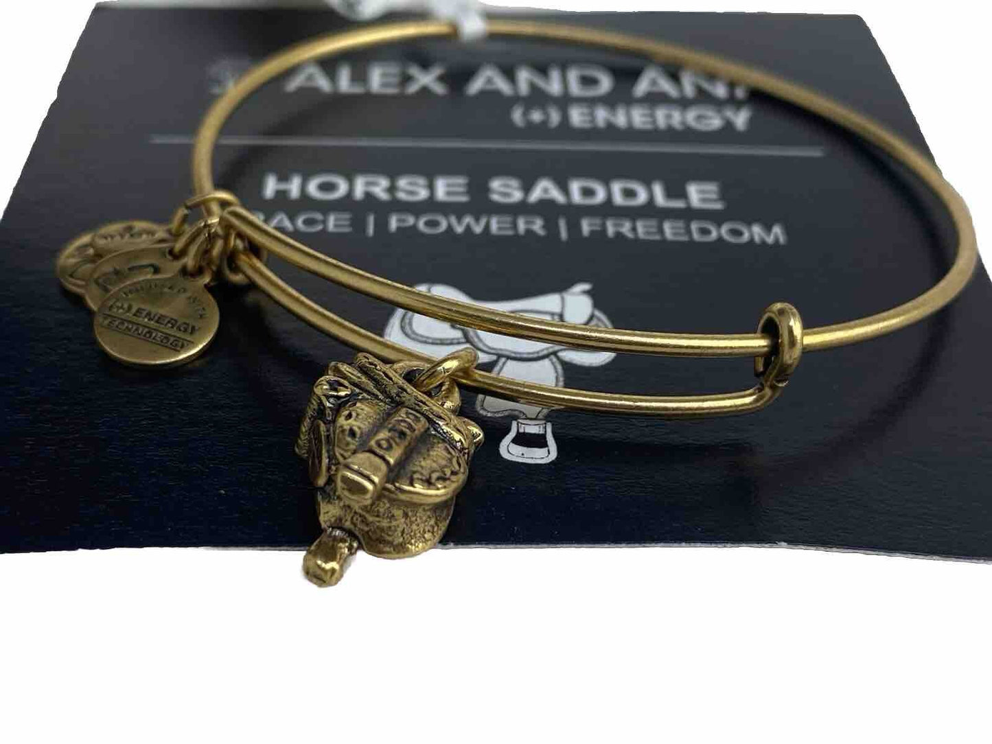 Alex and Ani Chrm Bracelet Horse Saddle Rafaela Gold Grace Power Freedom