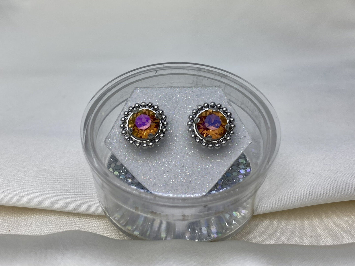 Wind And Fire Jewelry Spectrum Of Color Silver 925 Crystal Fire Stud Earrings