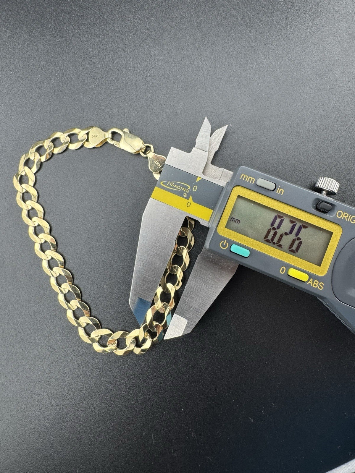 Pulsera de cadena de eslabones cubanos de oro amarillo de 14 quilates de 8,5 pulgadas y 8,26 mm 12,5 gramos clásica atrevida