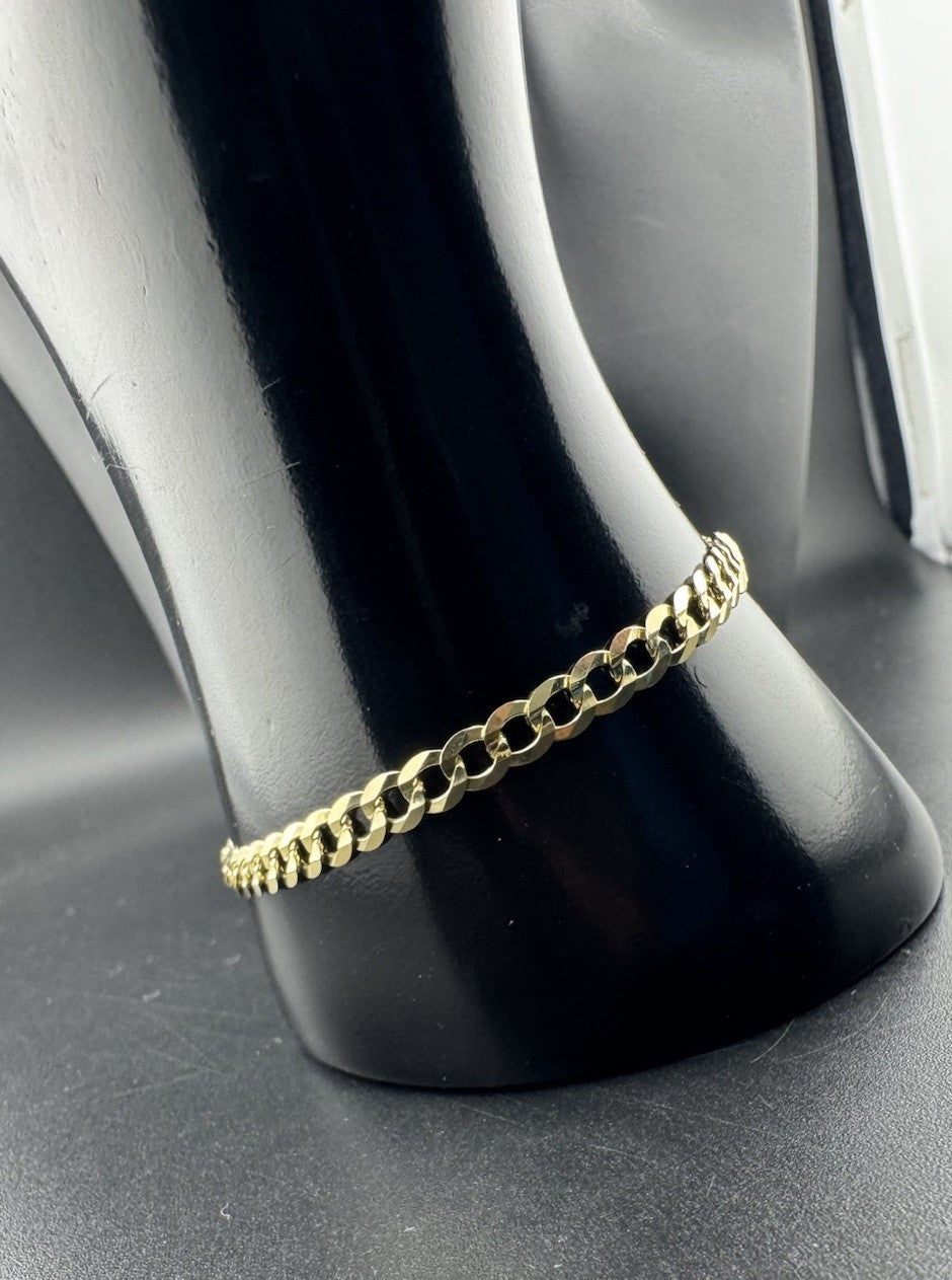 14K Yellow Gold Curb Link Bracelet 7.25in 4.67mm 4.9 Gram Classic Elegant Style*