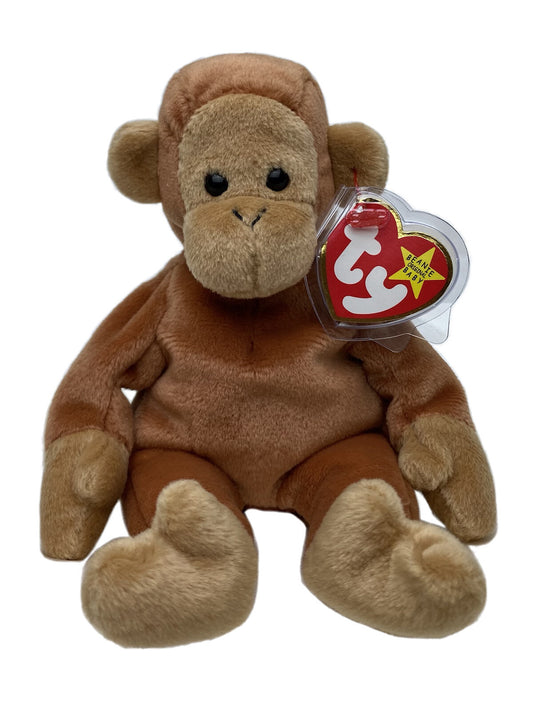 Rare Retired Ty Beanie Baby Bongo The Monkey 1995 Mint P. E Pellets With Errors