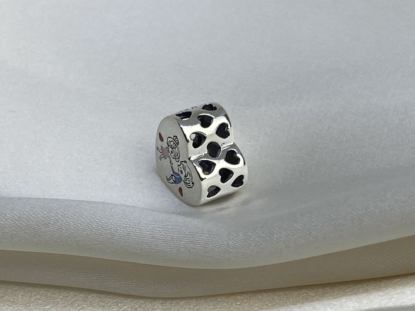 Sterling Silver You Are The Apple Of My Eyes Valentine Love Couple Heart Pendant