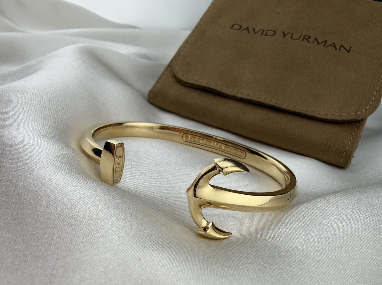 David Yurman 18K Yellow Gold 750 Maritime Anchor Cuff 32.5 Grams Medium