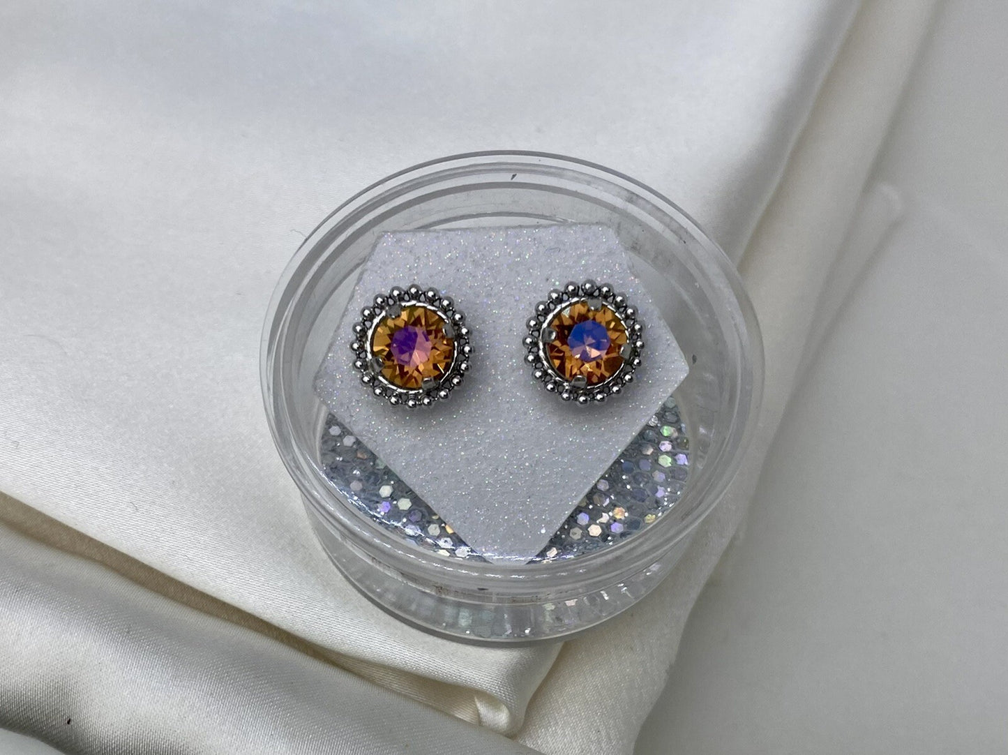 Wind And Fire Jewelry Spectrum Of Color Silver 925 Crystal Fire Stud Earrings