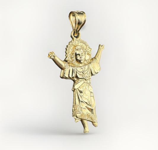 14K Gold Divino Niño Baby Jesus Pendant 20.65x34.30mm Religious