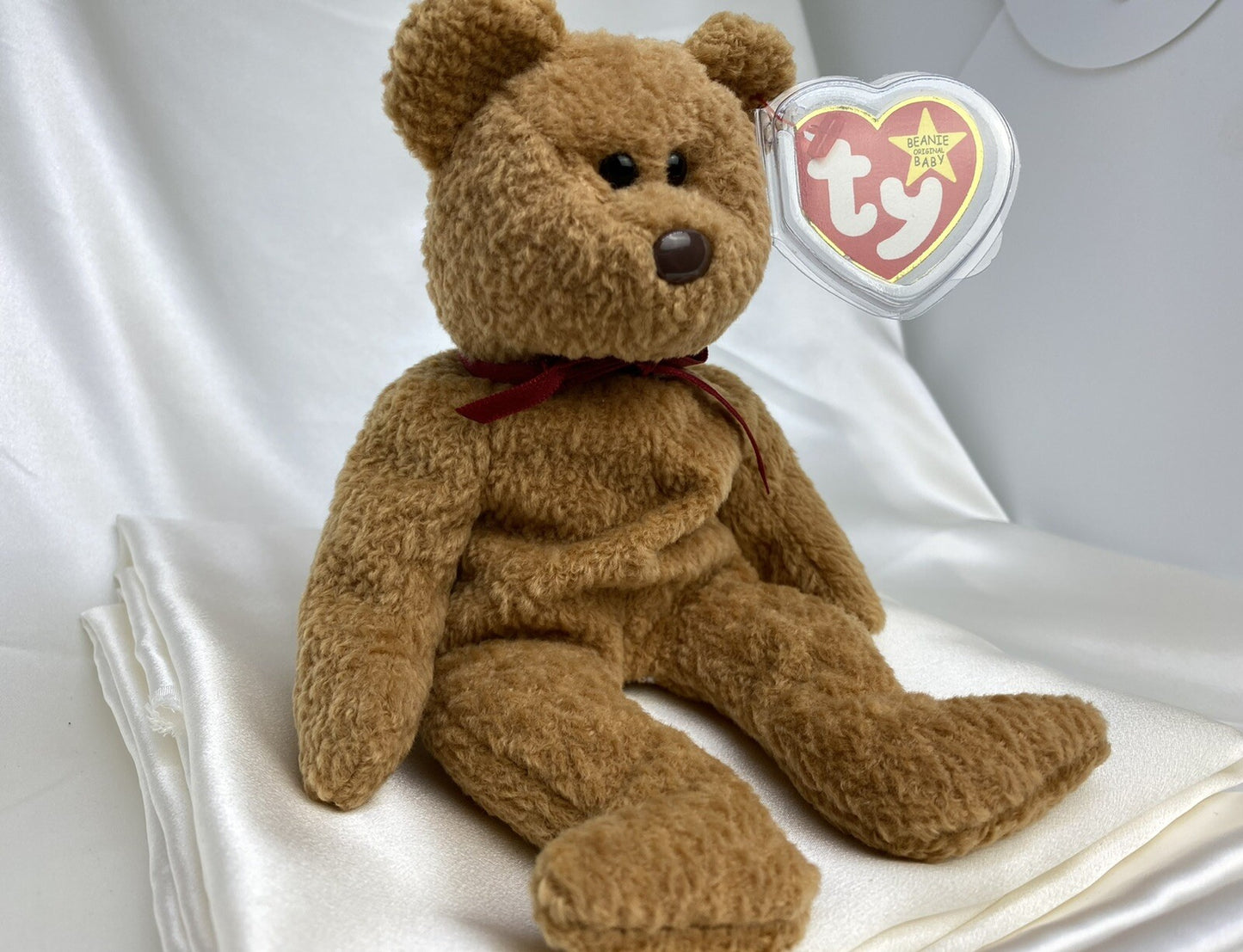 Rare Retired Ty Beanie Baby Curly The Bear 1993 1996 Bear With Numerous Errors