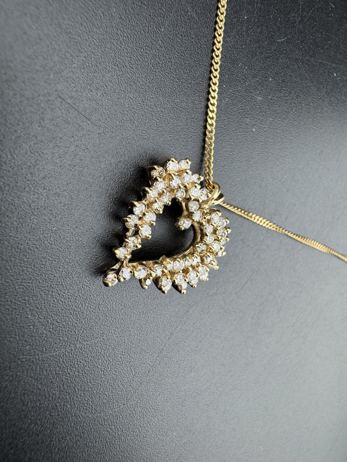 18K Solid Gold Open Heart Diamond Necklace Timeless 21in Pendant 6.8G