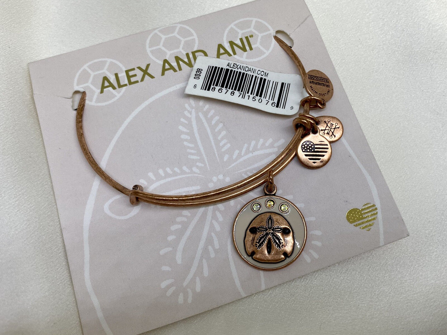 Alex and Ani Sand Dollar IV Color Infusion Rafaelian Rose Gold Charm Bangle