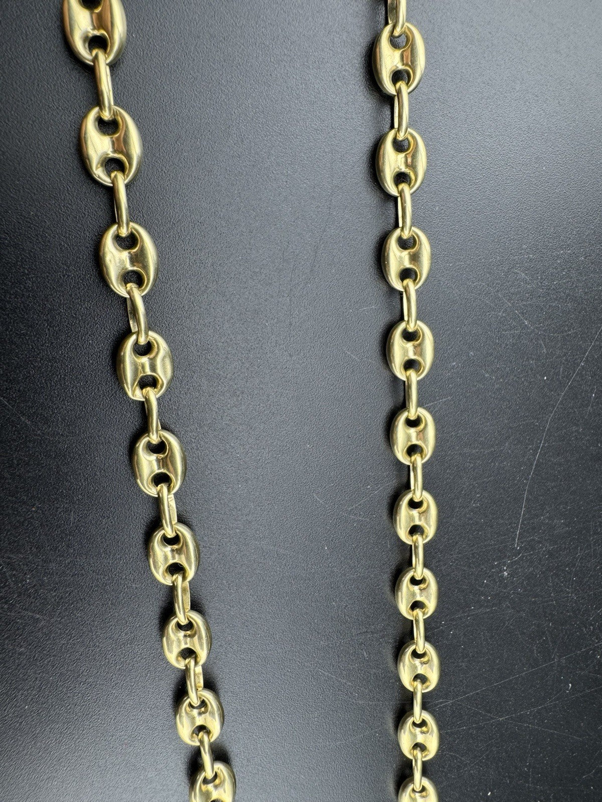 Solid 10K Gold Puffy Anchor Mariner Link Chain Necklace 24.5in, 7.66mm, 22.5G