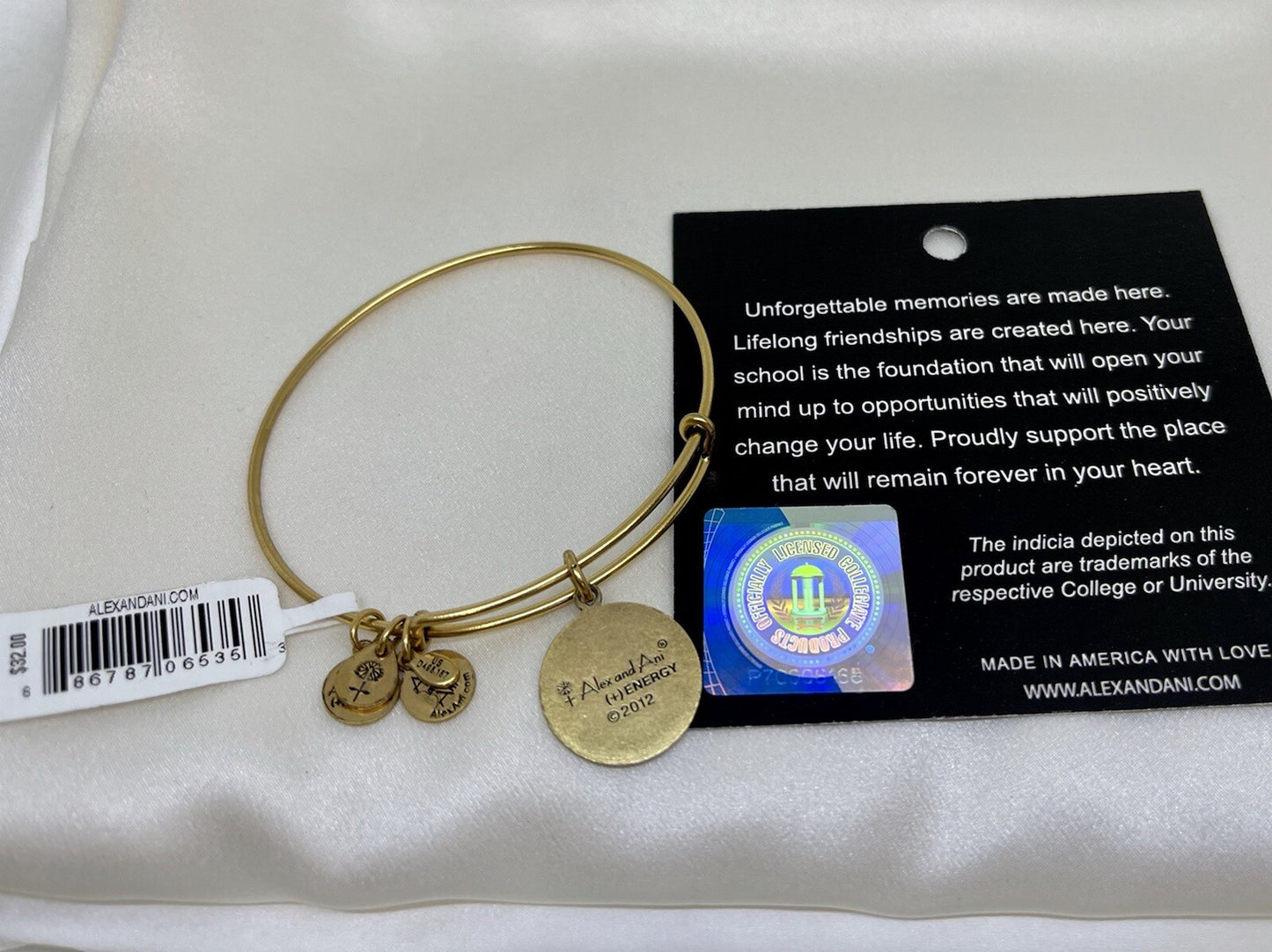 Alex and Ani Boston Pride University Mascot Rafaelian Gold Wrap Bracelet