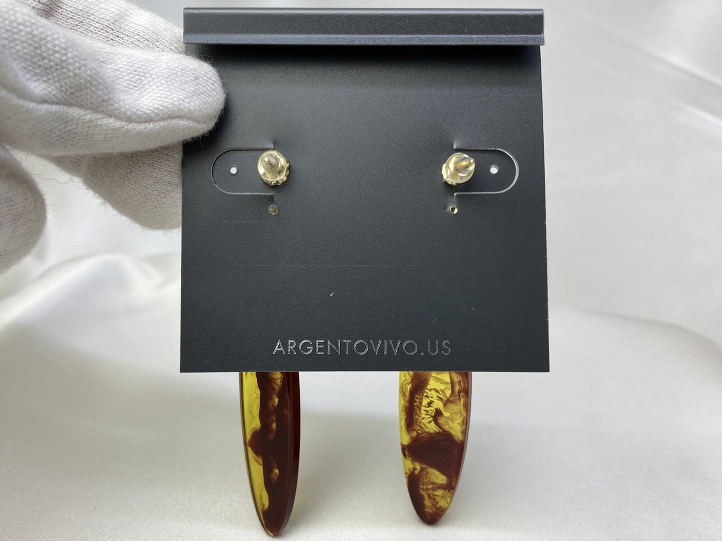 Argento Vivo S 925 14k Yellow Gold Plated Marble 74x14mm Long Dangling Earrings