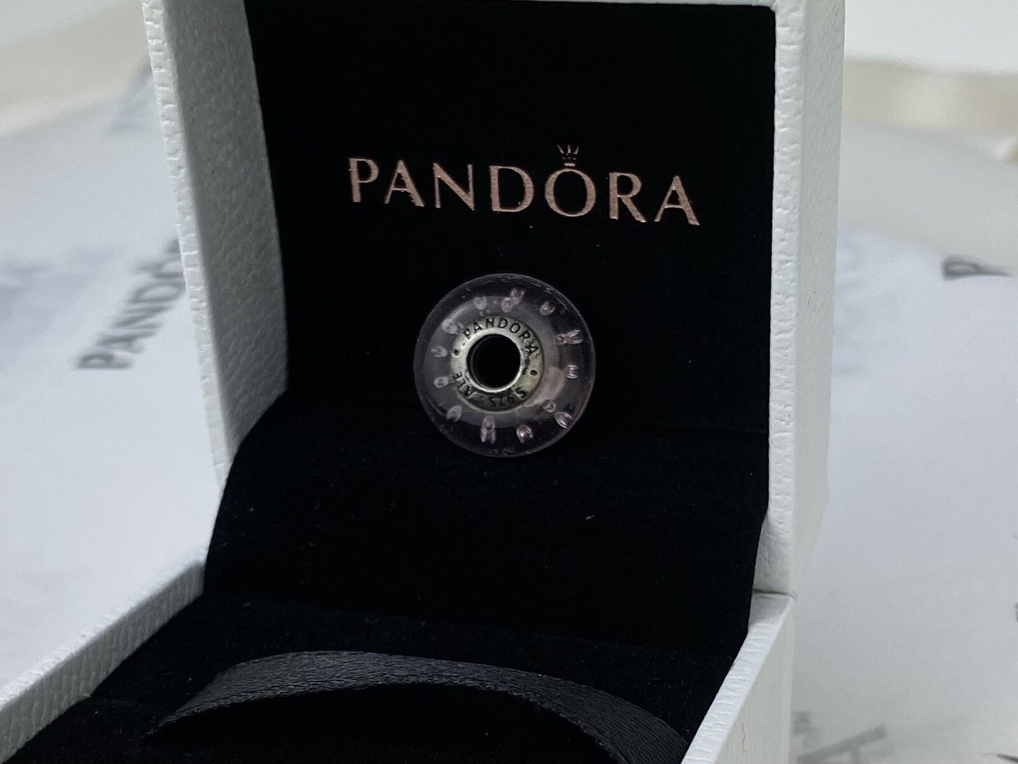 Pandora Plata de Ley 925 Rosa Glitter Circonita Cúbica Brillo Hielo Gota Murano Cristal Charm