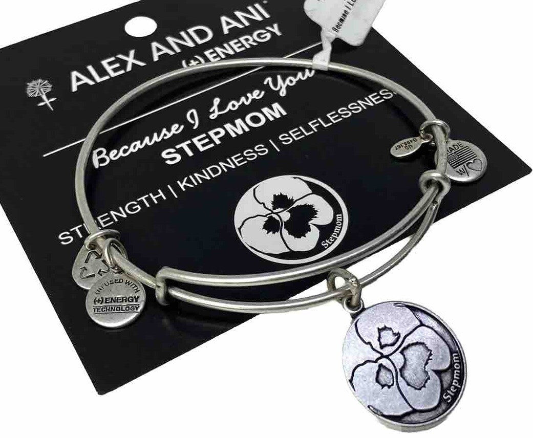 Alex And Ani Because I love You Stepmom Rafaelian Silver Bangle Charm Bracelet