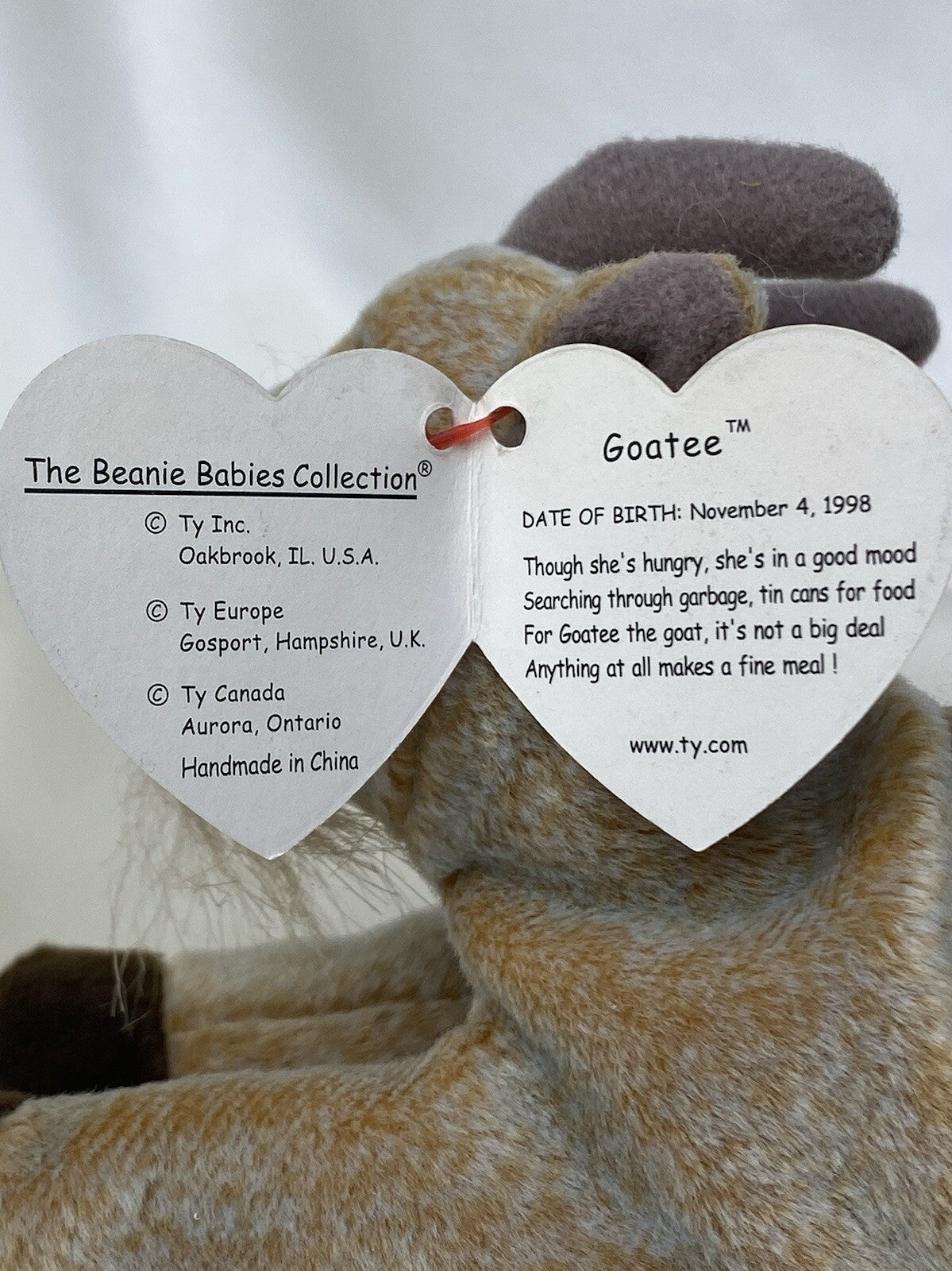 Rare Retired Ty Beanie Baby Goatee The Goat 1998 -1999 Mint P.E. Multiple Errors
